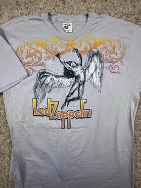 VTG Led Zeppelin ANGEL ICARUS ZOSO Rock T Shirt Deadstock Bay Island Sz XL